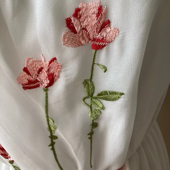 NWT Rose Embroidered Romantic Maxi Dress - Picture 7 of 7